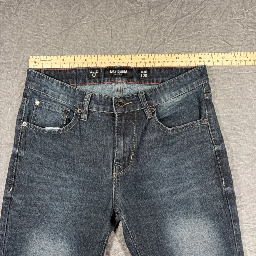 MBX Denim Jeans Men 30x30 Blue Straight Leg Dark Wash Casual Denim Pants
